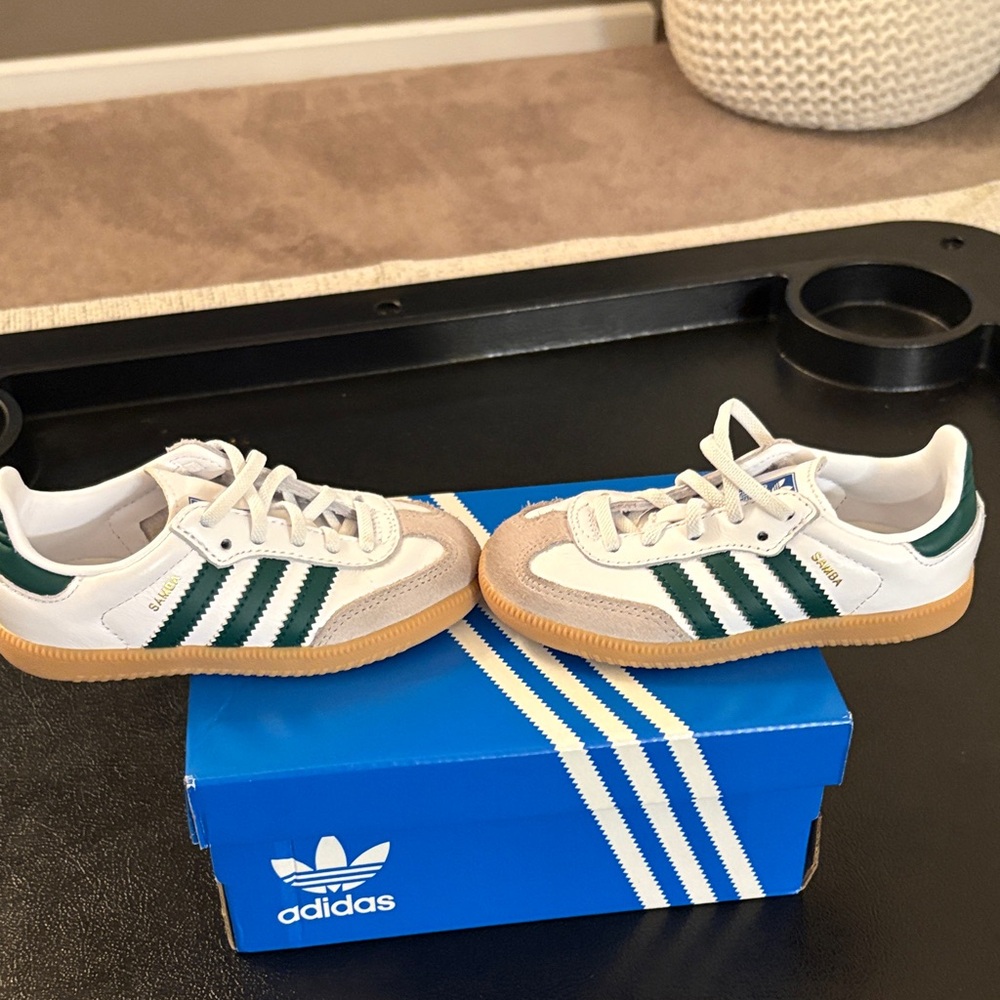 Adidas Kids Sneakers - White, Green, and Tan - Picture 2 of 4